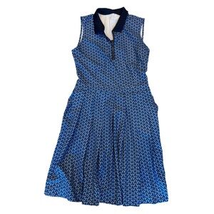 Tory Burch Blue printed pleated A-Line golf Dress